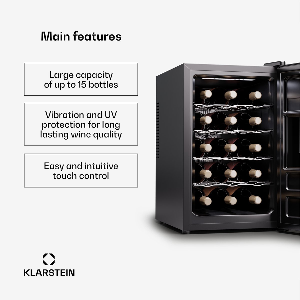 Klarstein Wijnkoelkast 1 Zone met (EAN: ...4829) - afbeelding 3