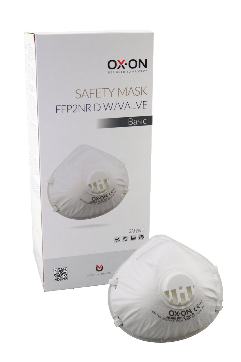 Stofmasker OX-ON FFP2 NR D uitademventiel - 20 stuks