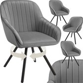Bol.com tectake® - Draaibare eetkamerstoel met armleuningen - Ergonomische kuipstoel met fluwelen bekleding - Gewatteerd - Draai... aanbieding