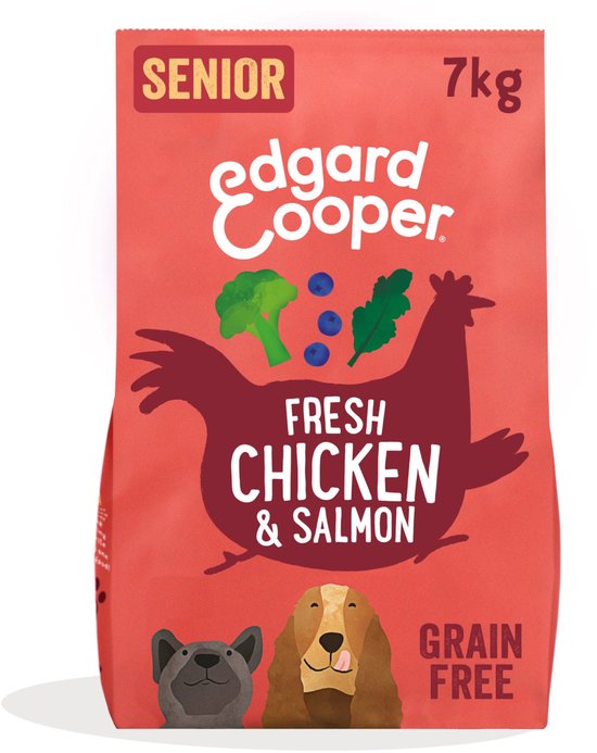 Edgard & Cooper Free-Run Chicken Senior Kip&Zalm&Broccoli - Hondenvoer - 7 kg Graanvrij