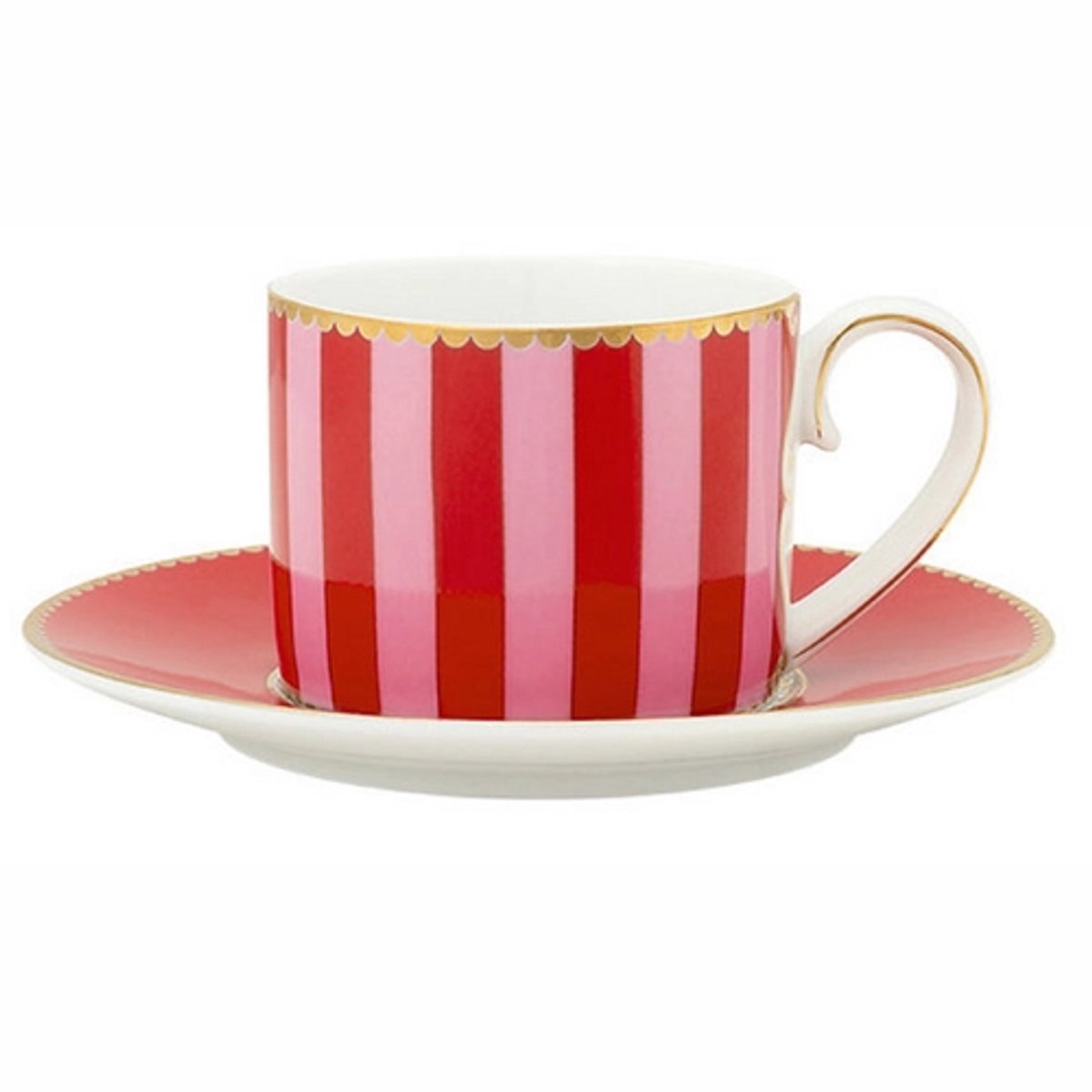 Espressokop Pip Studio Love Birds Stripes Red-Pink 125 ml