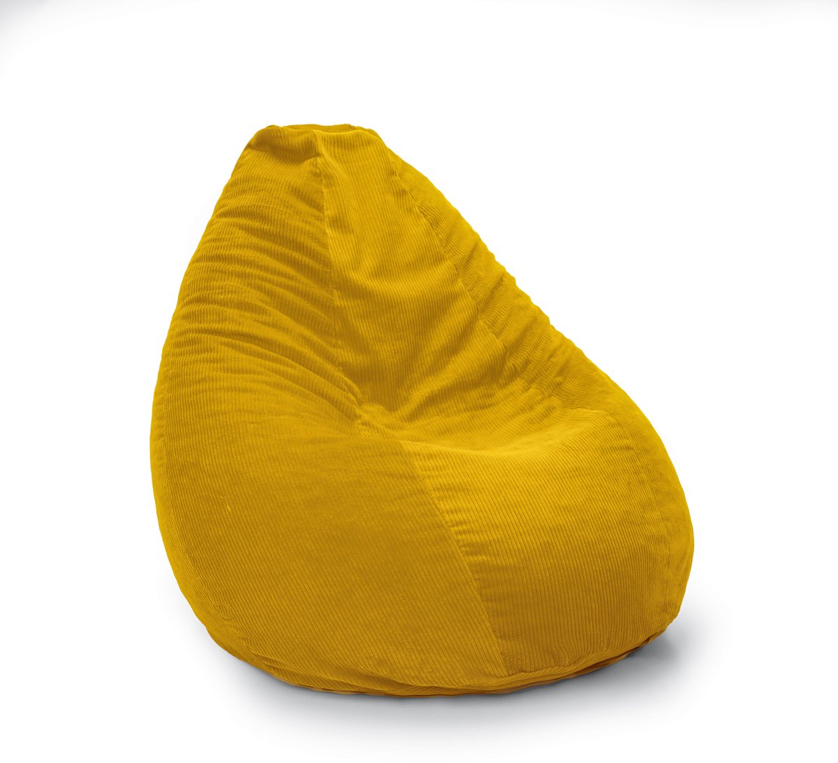 Drop & Sit compacte zitzak - trendy rib (corduroy) - geel - 180L met uitneembare binnenzak