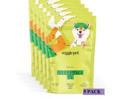 VeggiePet Green Tea Dental Twist - Hondensnacks - 5x100 Gram - 100% Veggie - Sleeping in
