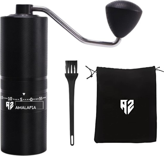 Moulin à café - Moulin à café - Moulin à Coffee - Moulin à café manuel - Moulin à grains - Moulin à grains conique - noir - 60 positions - Amalafia®