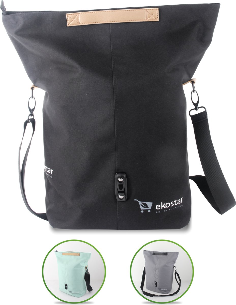 Ekostar online shopping - Fietstas enkele - shopper - zwart - 16 liter