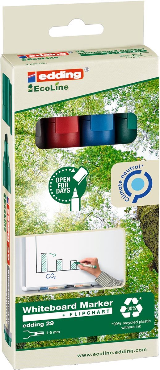 Edding whiteboardmarker Ecoline e-29 set van 4, assorti 10 stuks