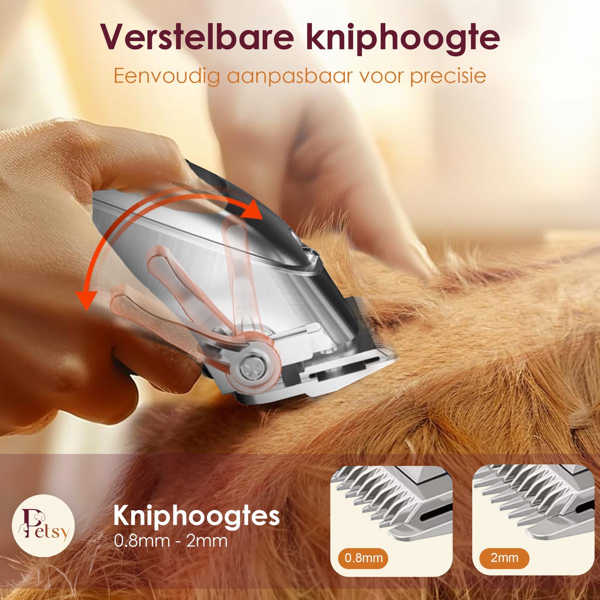 Petsy Professionele Hondentondeuse - 2-in-1 Dieren tondeuse voor Dikke Vacht - Stil - Scheerapparaat voor Honden en Katten - Honden Trimmer - Inclusief Oplaadstation thumbnail 4