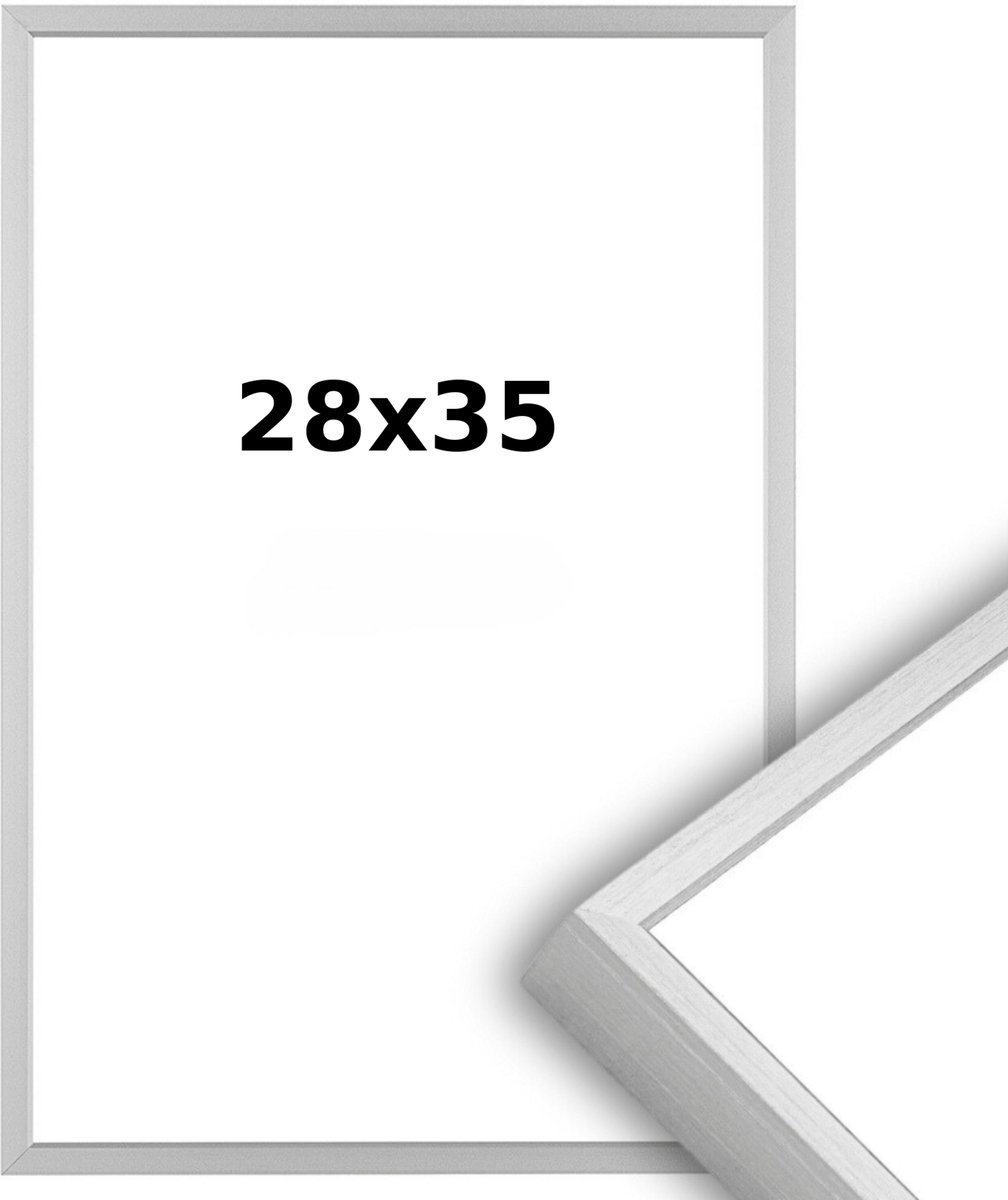 Lichtendonk Aluminium Wissellijst 28 x 35 Matzilver - Ontspiegeld Glas - Professional