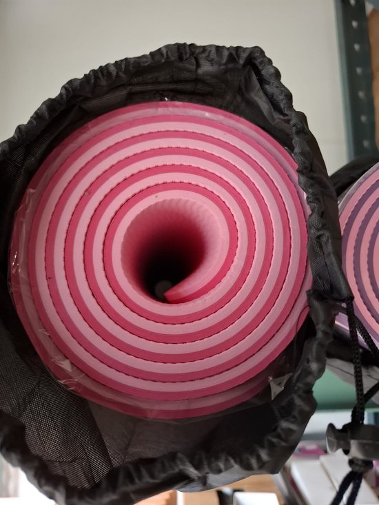 ROZE/ROZE -YOGA MAT-EXTRA DIK 8mm -EXTRA BREED 80 cm-eco friendly-TPE-2 kleurig-DRAAGTAS-PVC vrij-LATEX vrij