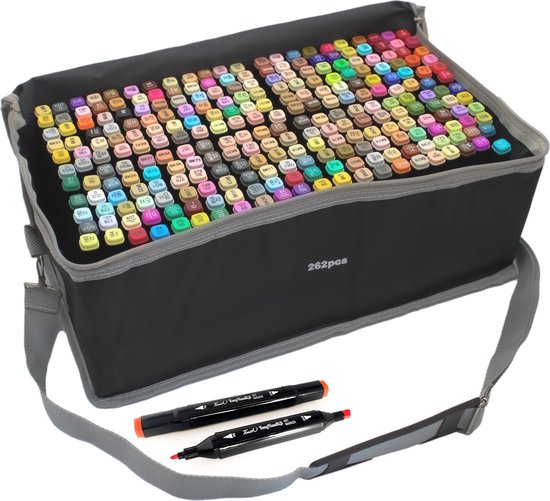 Touch Quici© Premium Twinmarkers - Marqueurs à alcool professionnels - Marqueurs double face double pointe - 262 pièces