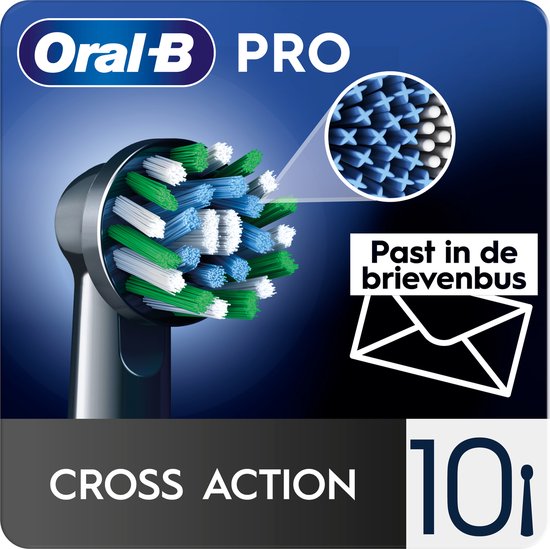 Oral-B Cross Action Pro - Opzetborstels Zwart - Met CleanMaximiser Technologie - 10 Stuks - Brievenbusverpakking