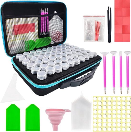 NEWFUN Diamond Painting Kit, opbergdoos voor diamantschilderij, 240 stuks, accessoiredozen voor diamantschilderij met trechter