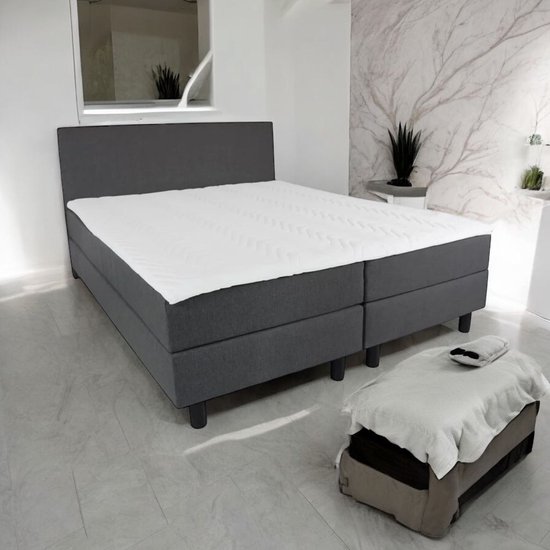 Boxspring Serenity - 200x210 Compleet - Antraciet Glad - AVV Matrassen