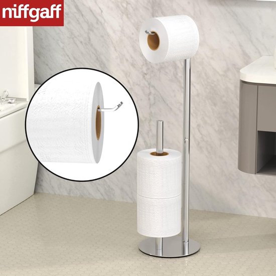 Toiletpapierhouder zonder boren – vrijstaande toiletrolhouder voor de badkamer