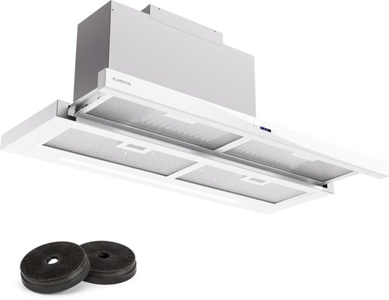 Klarstein Afzuigkap 90 cm - Afzuigkap met vaatwasserbestendig aluminium filter - Stille afzuigkap - 640 M³/H - Met LED's en touch bediening - Wit