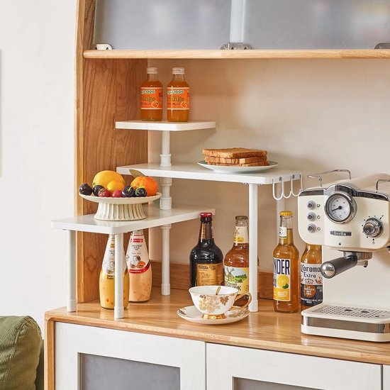 Hoekorganizer, 2 etages, keukenrek, werkblad, organizer, opbergrek, etagère, badkamer