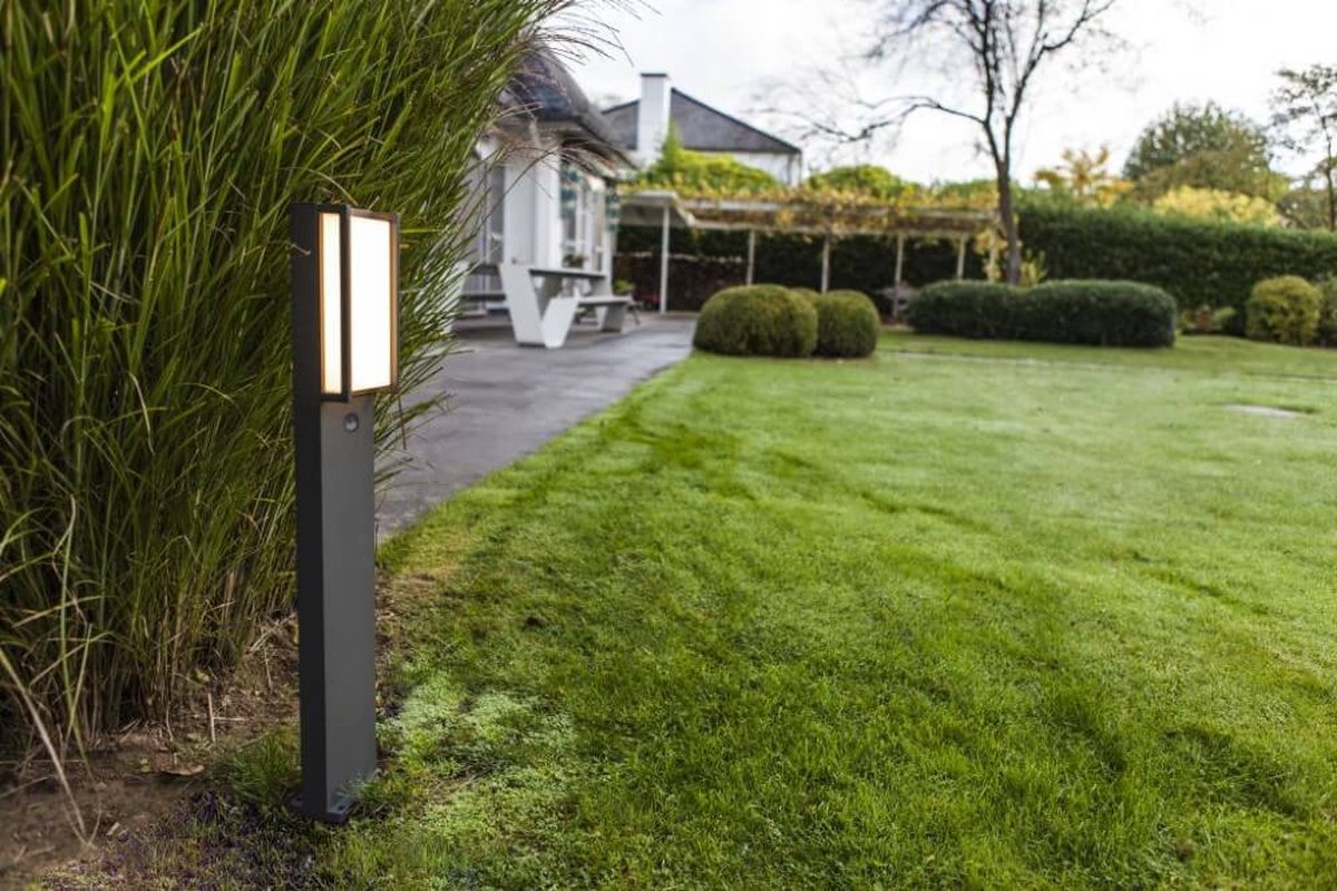 LUTEC Qubo - Tuinpaal met PIR sensor - LED - Donkergrijs