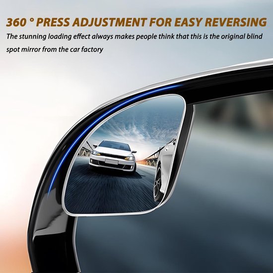 2 pièces en verre véritable grand angle 360 ​​° réglable en verre HD miroir d'angle mort de voiture - rétroviseur latéral d'angle mort de voiture.