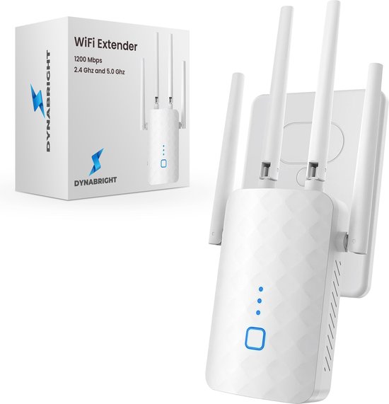 Prise amplificateur WiFi DynaBright - 1200 Mbit/s - Répéteur WiFi - 5G & 2,4 G - Dual bande - Booster WiFi - Extendeur WiFi