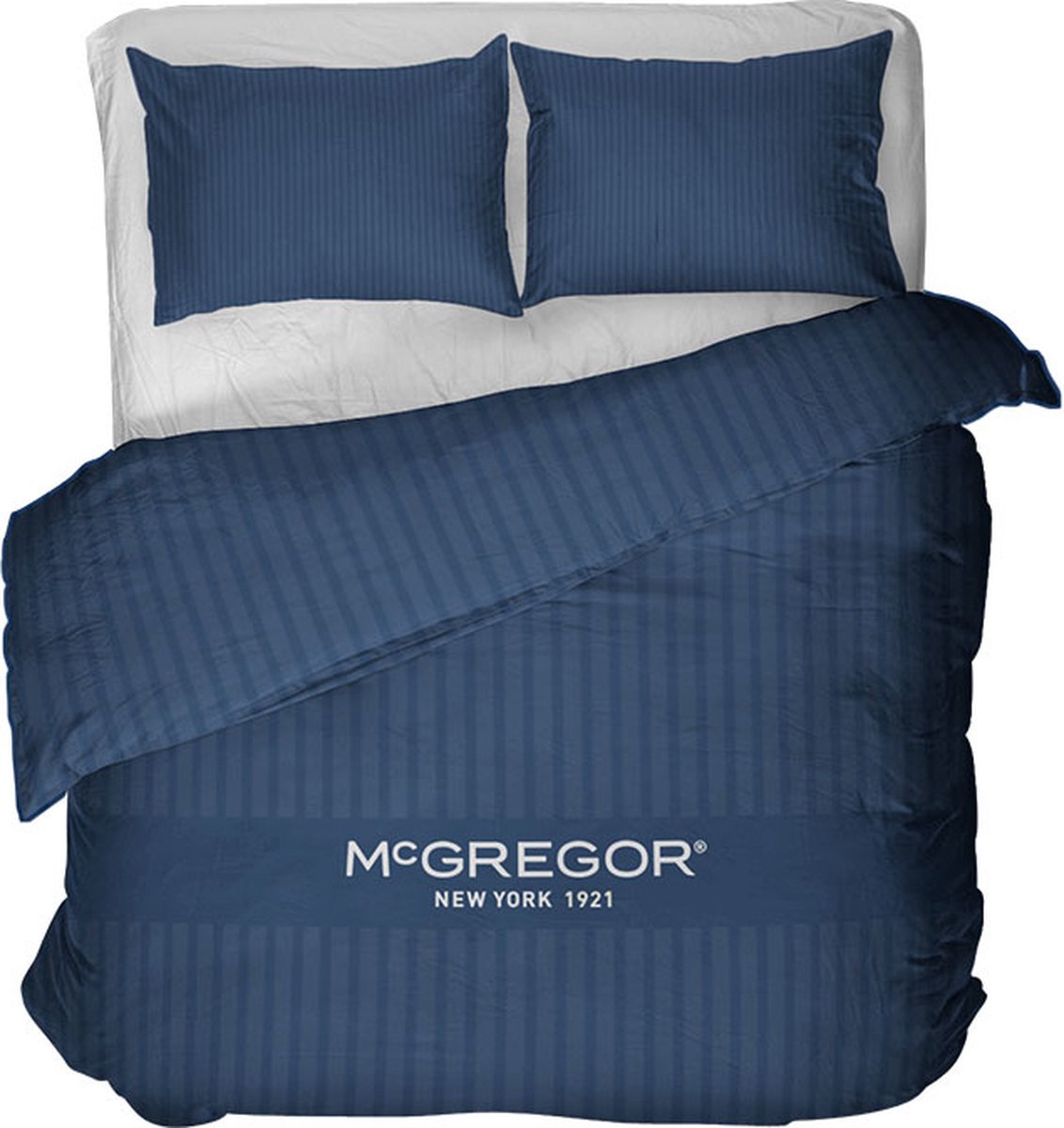 McGregor New York Satin Stripe Blue Dekbedovertrek 2 persoons 200x220