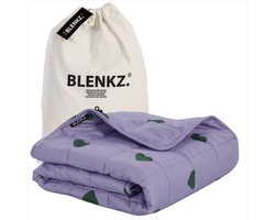 foto van BLENKZ verzwaringsdeken kind 5kg - 140x200 - Hartjes paars groen - verzwaringsdeken 1 persoons - zwaartedeken - verzwaringsdekens