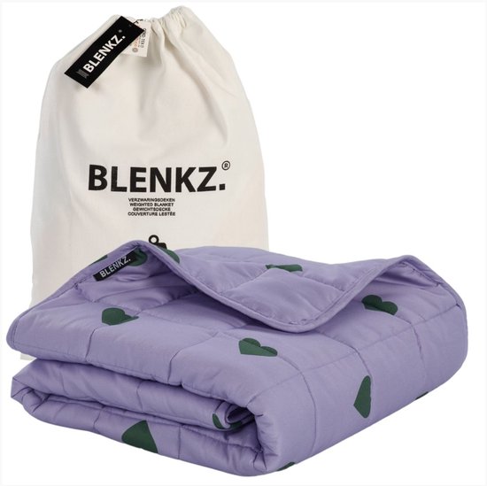 BLENKZ verzwaringsdeken kind 5kg - 140x200 - Hartjes paars groen - verzwaringsdeken 1 persoons - kind vanaf ±7 jaar, tiener, volwassene - zwaartedeken - verzwaringsdekens