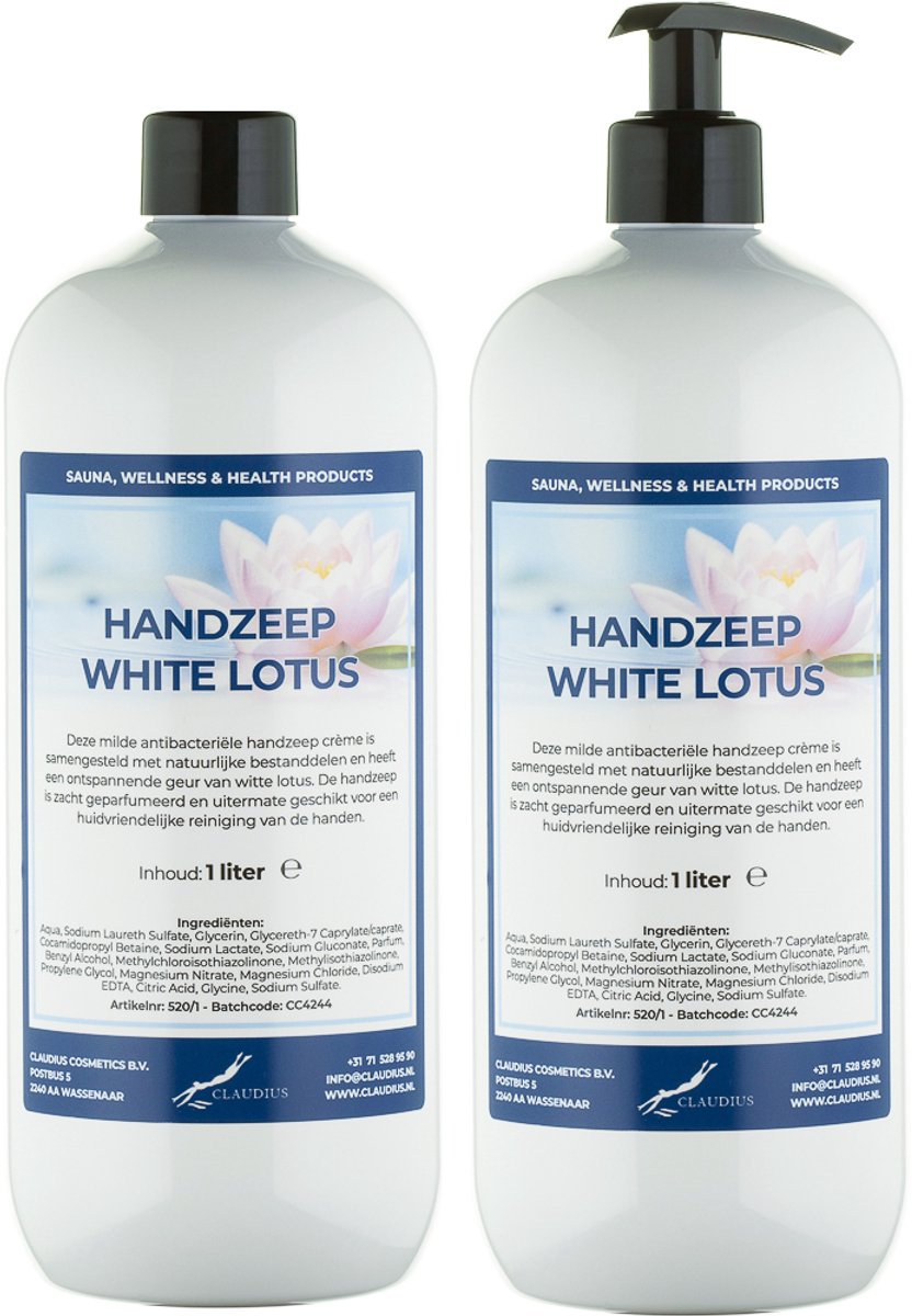 Handzeep White Lotus 1 liter - met gratis pomp - set van 2 stuks