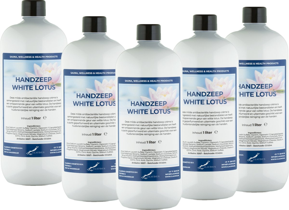 Handzeep White Lotus 1 liter - set van 5 stuks - Voordeelverpakking