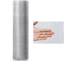 COSTWAY 7 mm rol aluminium horgaas, 23 gauge vierkant gegalvaniseerd kippengaas gelast hek, gegalvaniseerd aluminium horgaas voor groenten, tuin, fruit en dieren (15m x 0,9m)