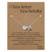 Collier Lettre M sur carte cadeau - Une lettre, une promesse - Acier inoxydable argenté 45 cm - Pendentif initiale et cœur - Pax Amare