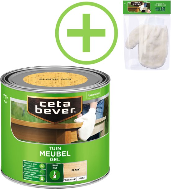 Cetabever - CetaBever - Pakket - Tuinmeubelgel - Blank - 500ML + Cetabever Handschoen