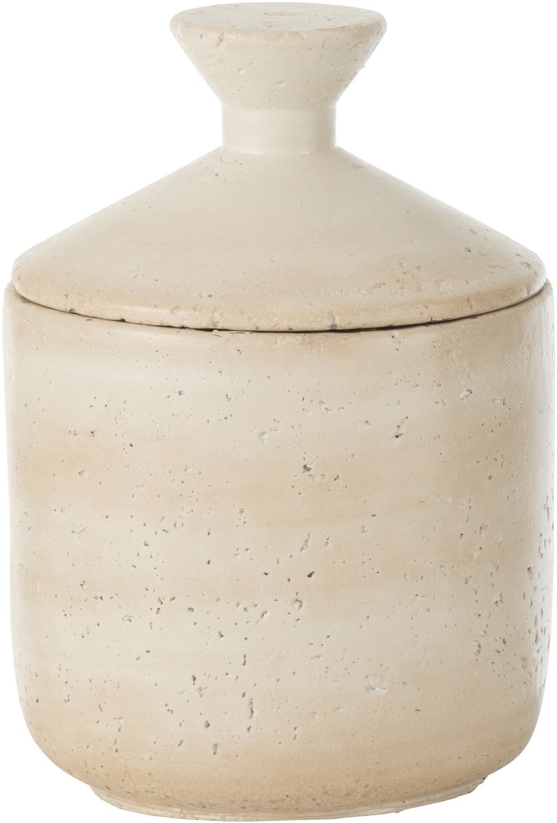 J-Line voorraadpot decoratief olina - cement - creme - large