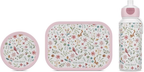 Set déjeuner Mepal (bouteille pop-up, boîte à lunch et boîte à fruits) Campus Little Dutch - 400 + 750 + 300 ml - Boîte à lunch et gobelet pour enfants - Boîte à bento - Bouteille Pop-up - Fairy Wonders