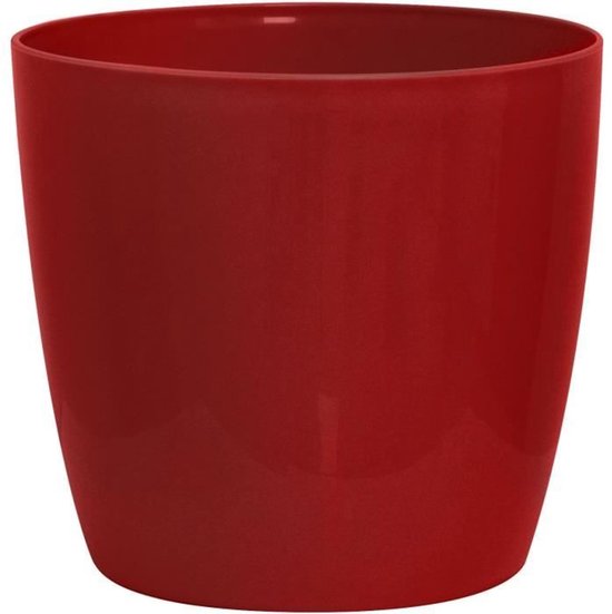 Pot de fleurs brillant - GARDEN ID - Rouge brillant avec roulettes - 30 x 27 cm - Aspect céramique - Imperméable - Facile à déplacer