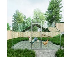 Scharrelhok kippenhok 3x4x2m met veiligheidsslot en waterdicht PE doek, metalen scharrelhok voor kippen, konijnen en andere kleine dieren