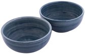 Bol en poterie Mano | bol | Plat à tapas | Klein bol | Services de table Bol | Accessoire pour la maison - 2 pièces - 11 centimètres Ø - Bleu-Gris - set 2 pcs