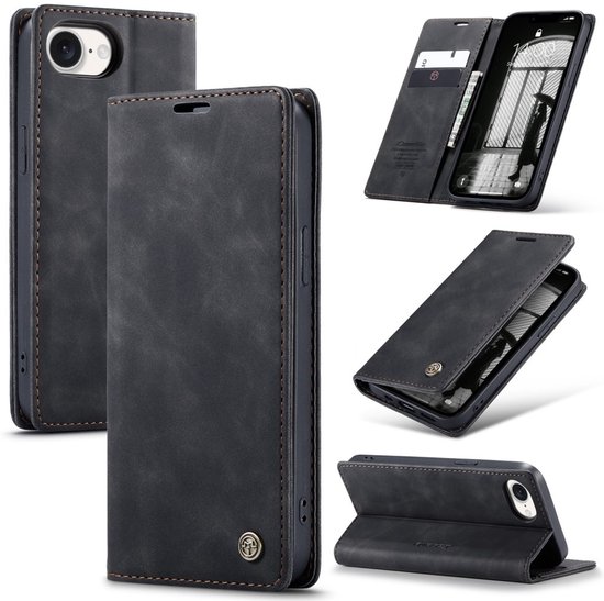 Étui CaseMe - Compatible avec iPhone 16 - Étui à rabat CaseMe 013 - Zwart