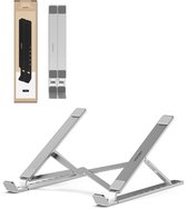 Voomy ECO Laptop Standaard - Verstelbaar & Opvouwbaar - 9 tot 17 inch - Recycled Aluminium - Ergonomische Stand - Voor Laptop, Macbook, Tablet, Lenovo, iPad - Zilver