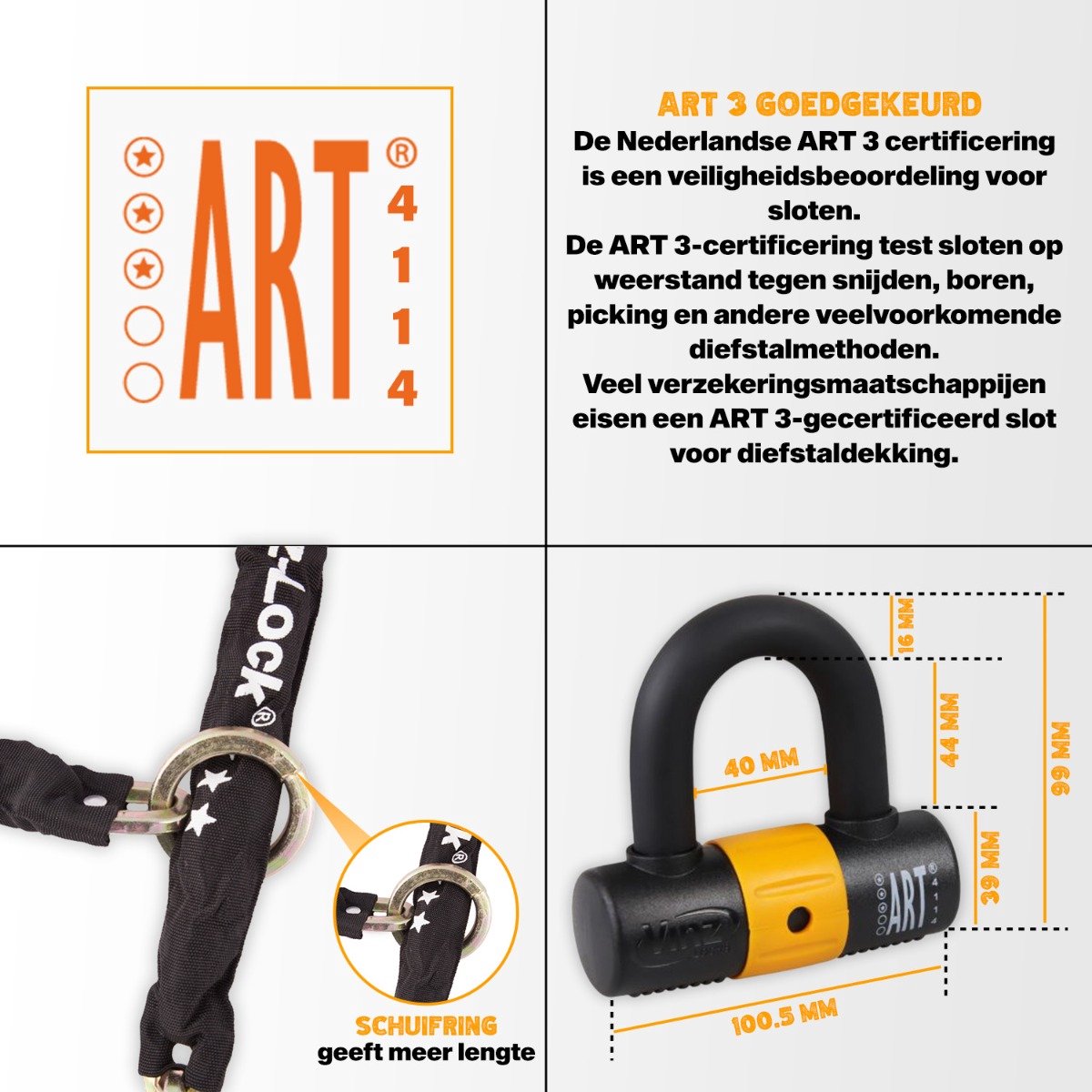 VINZ Kungur Scooterslot ART 3 - 300cm (past door spaakwiel) thumbnail 4