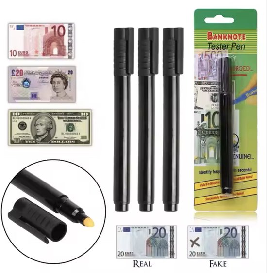 Vals Geld Detector Pen – Bankbiljet Tester voor Euro, Dollar en Meer | Geld Controle Pen | Valse Geld Detectie | Nep geld pen | Nep geld test | Compact & Herbruikbaar