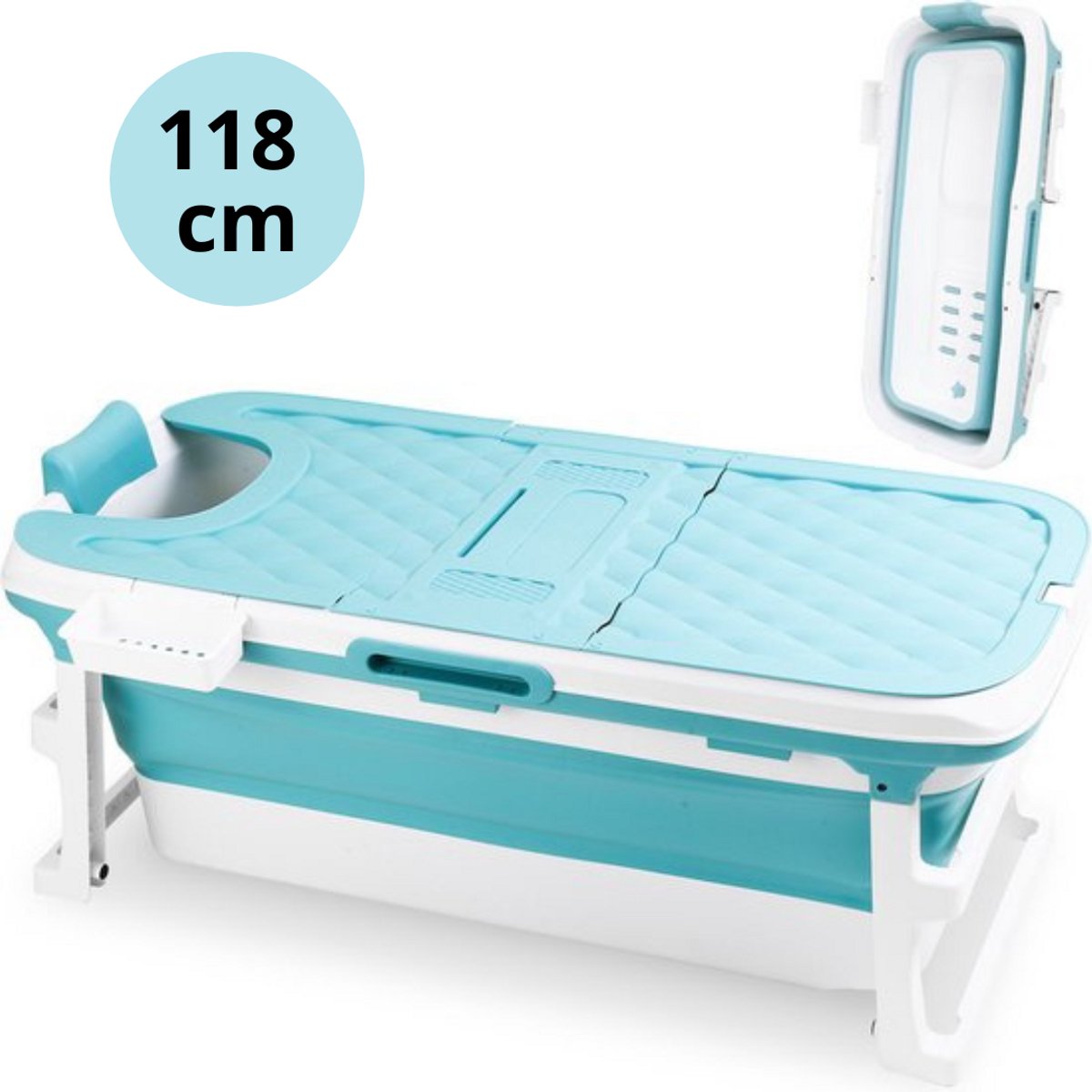 Livista® - Opvouwbaar bad - Bad Blauw - Zitbad - Inklapbaar - Bath Bucket - Ijsbad Volwassenen - 118 CM LANG - Incl. Rugkussen en Bad Accessoires -