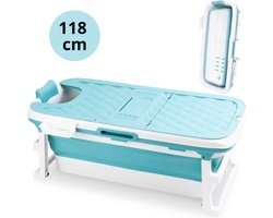 Livista® - Opvouwbaar bad - Bad Blauw - Zitbad - Inklapbaar - Bath Bucket - Ijsbad Volwassenen - 118 CM LANG - Incl. Rugkussen en Bad Accessoires -