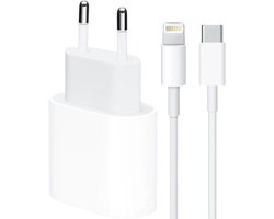 Oplader 20W USB-C incl 1M Lightning kabel - Quick Charge - Snellader - Geschikt voor Apple - iPhone/iPad - Laadstekker - Apple oplader - iPhone oplader - USB-C lader