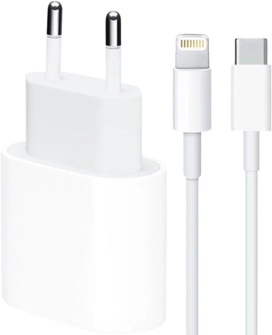 Oplader 20W USB-C incl 1M Lightning kabel - Quick Charge - Snellader - Geschikt voor Apple - iPhone/iPad - Laadstekker - Apple oplader - iPhone oplader - USB-C lader
