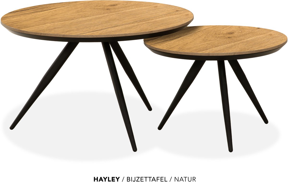 Maxfurn Set van 2 ronde salontafels met verjongde rand | kleur: Natur