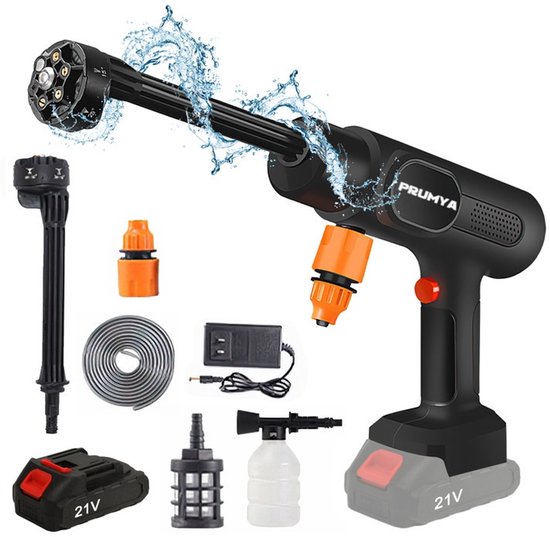 Krachtige Draadloze Hogedrukreiniger 800W – Inclusief 1x Accu + 1x Oplader – Professionele Reiniging voor Auto, Terras en Groenaanslag – Perfect voor Thuis en Outdoor Gebruik