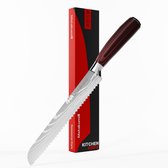 Matakumi Broodmes met Damascus Print - Japanese style Broodmes Gekarteld - keukenmes - Keukenmes - Japanse Messen - Broodmessen