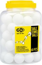 Get & Go - Balles de tennis de table - En polypropylène - Dans un pot - 60 Pièces - Blanc