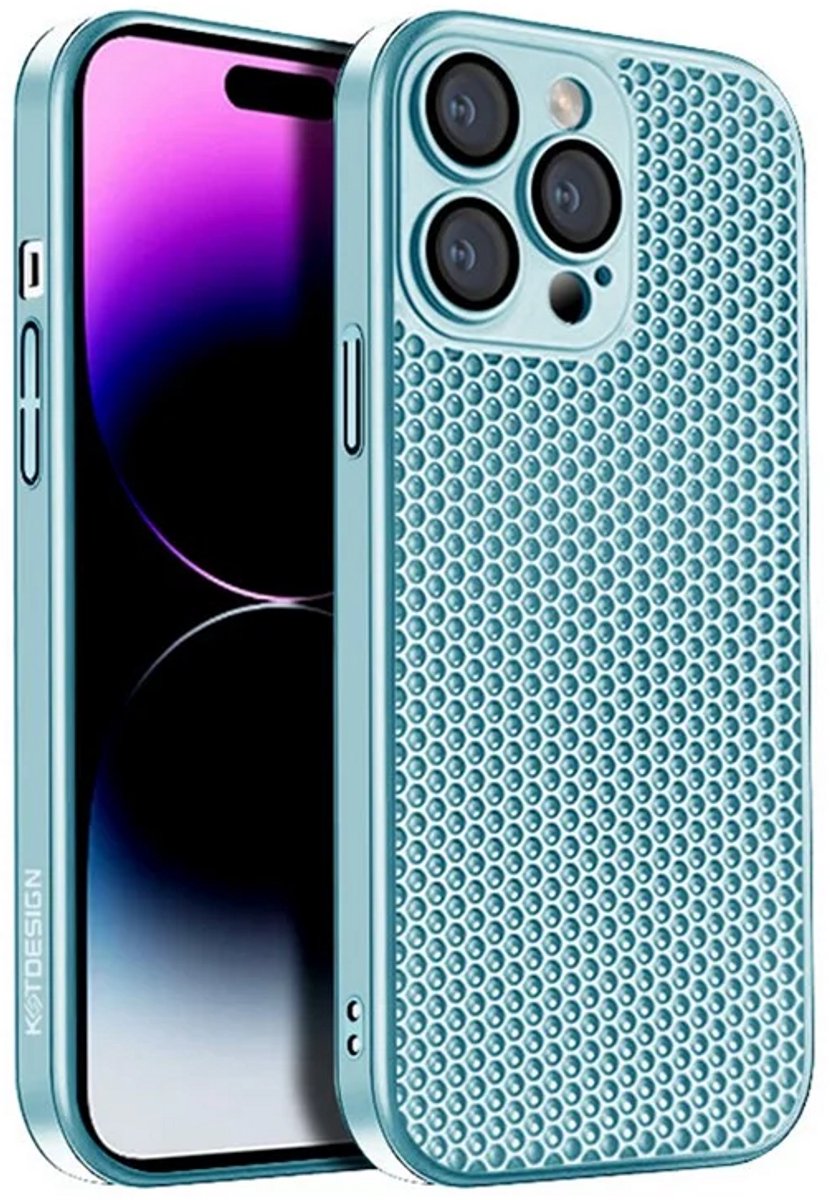 Cityhoesje - iPhone 15 Pro - Kstdesign Icenets - Series Backcover, Heat Dissipation Hard - Licht Blauw