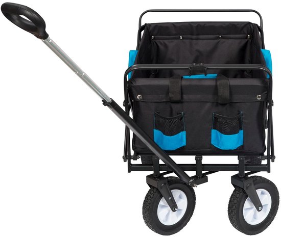 Gran Vida® - Bolderkar - opvouwbaar - Ruime Opbergruimte - 180° Draaibare Wielen - Ideaal voor Vakantie & Boodschappen -Zwart Turquoise — afbeelding 2
